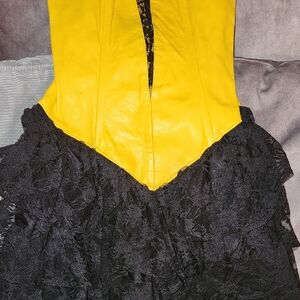 Yellow and Black Lace Dress Vintage Made By Firenze Santa Barbra Cali Size Small